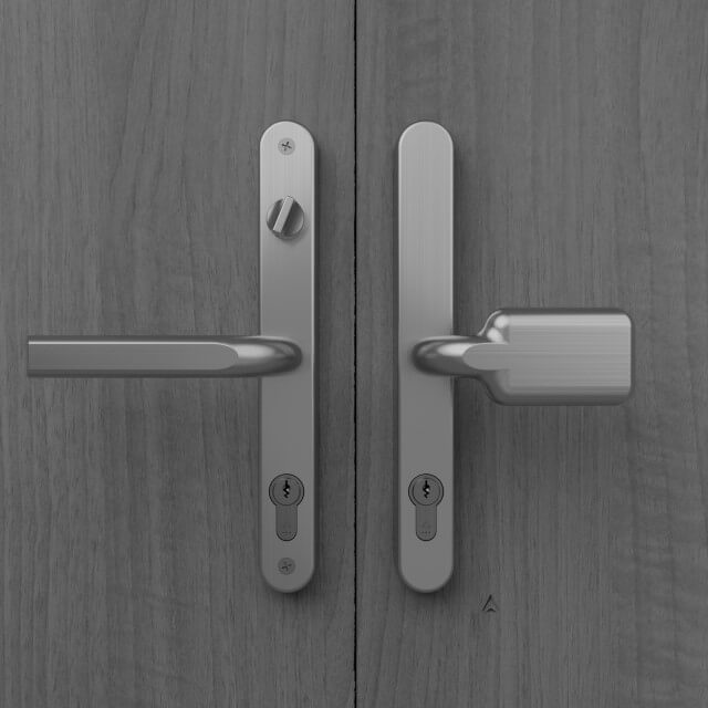 Image Multipoint Pad Door Handle, 242mm Long Plate, Sprung 68PZ+Snib